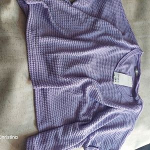 Crop oversized waffle shirt